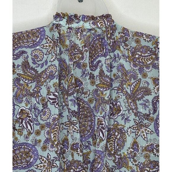 Rachel Zoe Women Blouse Small Smocked Long Sleeves Metallic Whimsical Fairy Boho - Picture 8 of 11